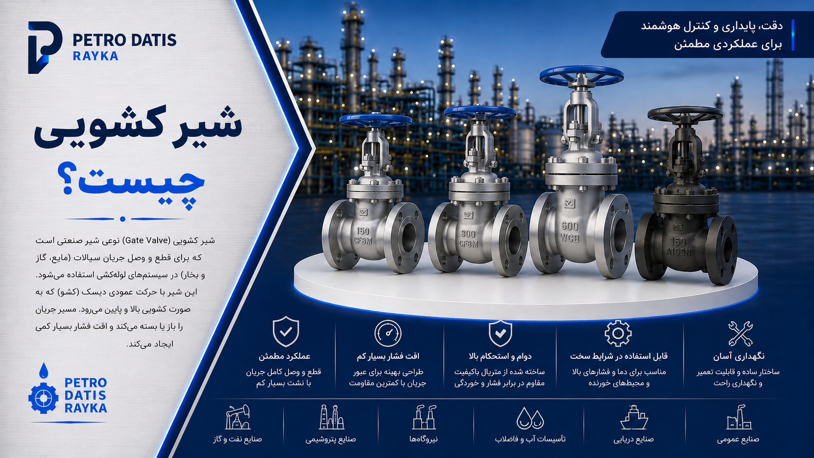 شیر کشویی چیست؟ معرفی کامل Gate Valve، انواع، نحوه عملکرد و کاربردها