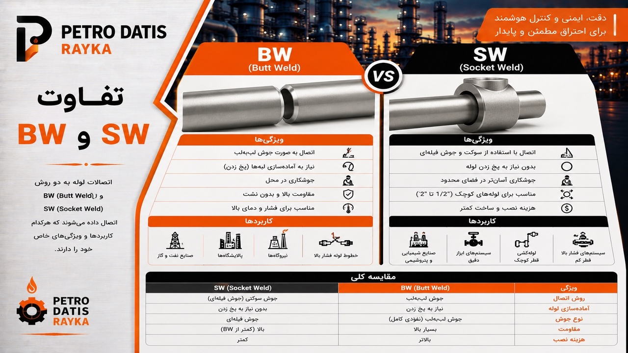 تفاوت BW و SW چیست؟ مقایسه کامل Butt Weld و Socket Weld