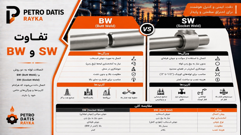 تفاوت BW و SW چیست؟ مقایسه کامل Butt Weld و Socket Weld