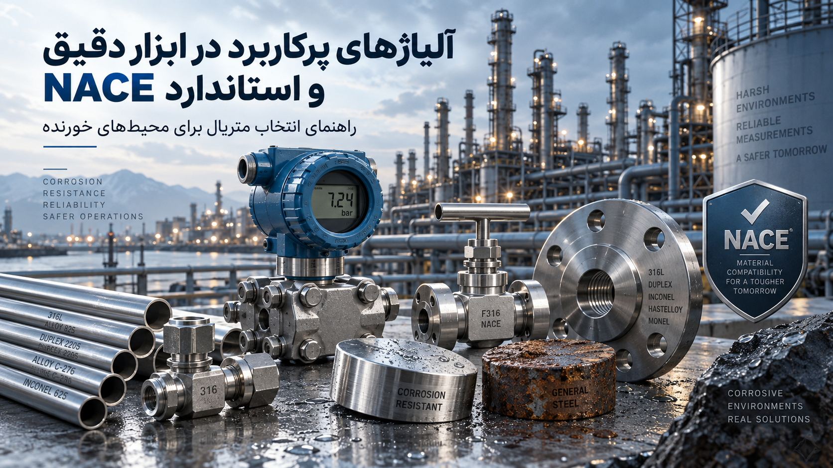 آلیاژهای پرکاربرد در ابزاردقیق و استاندارد NACE؛ راهنمای انتخاب متریال برای محیط‌های خورنده