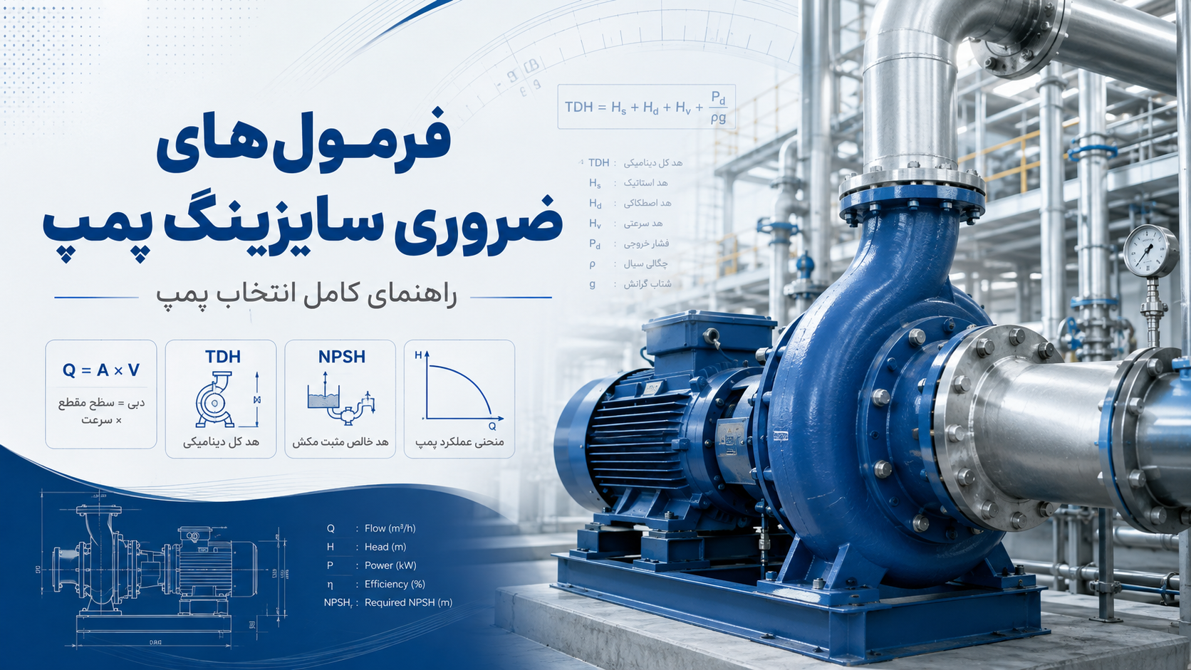 فرمول‌های ضروری سایزینگ پمپ ؛ راهنمای کامل انتخاب پمپ