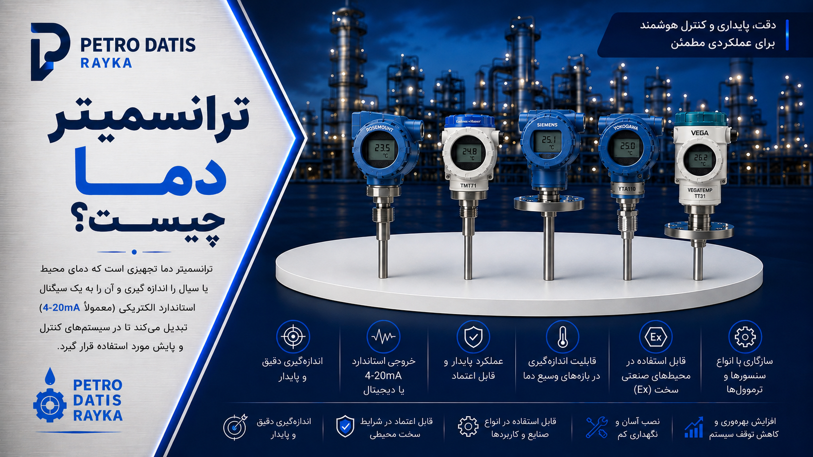 ترانسمیتر دما چیست؟ راهنمای جامع Temperature Transmitter، انواع، نحوه عملکرد و کاربردها