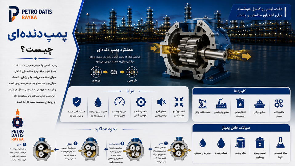 پمپ دندهای چیست؟ نحوه عملکرد، انواع، اجزا، کاربرد و راهنمای انتخاب Gear Pump