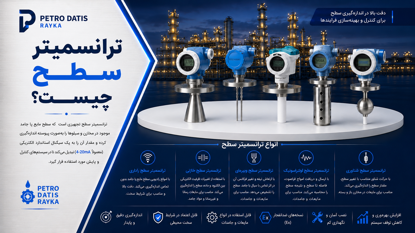 ترانسمیتر سطح چیست؟ راهنمای جامع Level Transmitter، انواع، نحوه عملکرد و کاربردها