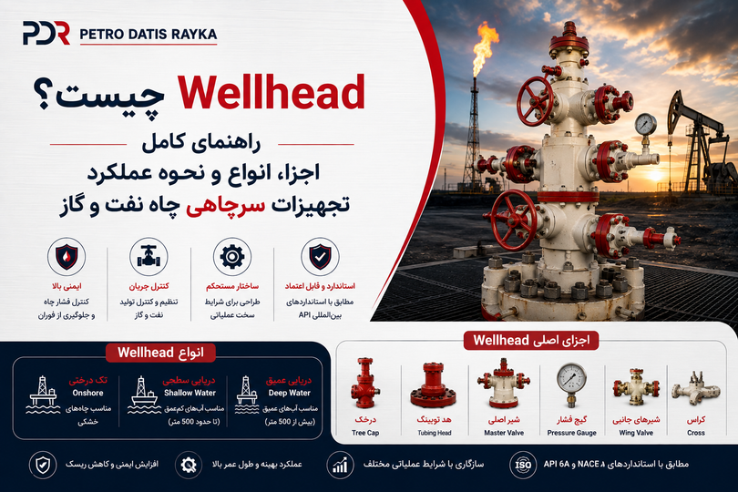 Wellhead چیست؟ راهنمای کامل اجزا، انواع و نحوه عملکرد تجهیزات سرچاهی چاه نفت و گاز
