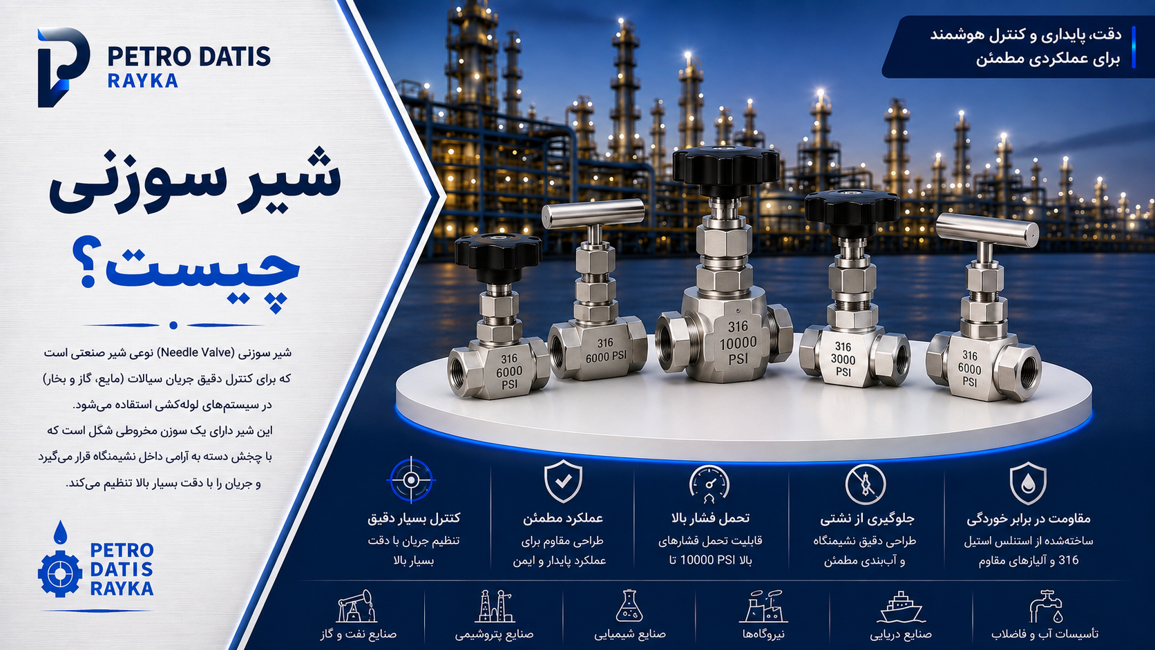 شیر سوزنی چیست؟ معرفی کامل Needle Valve، نحوه عملکرد، انواع و کاربردها