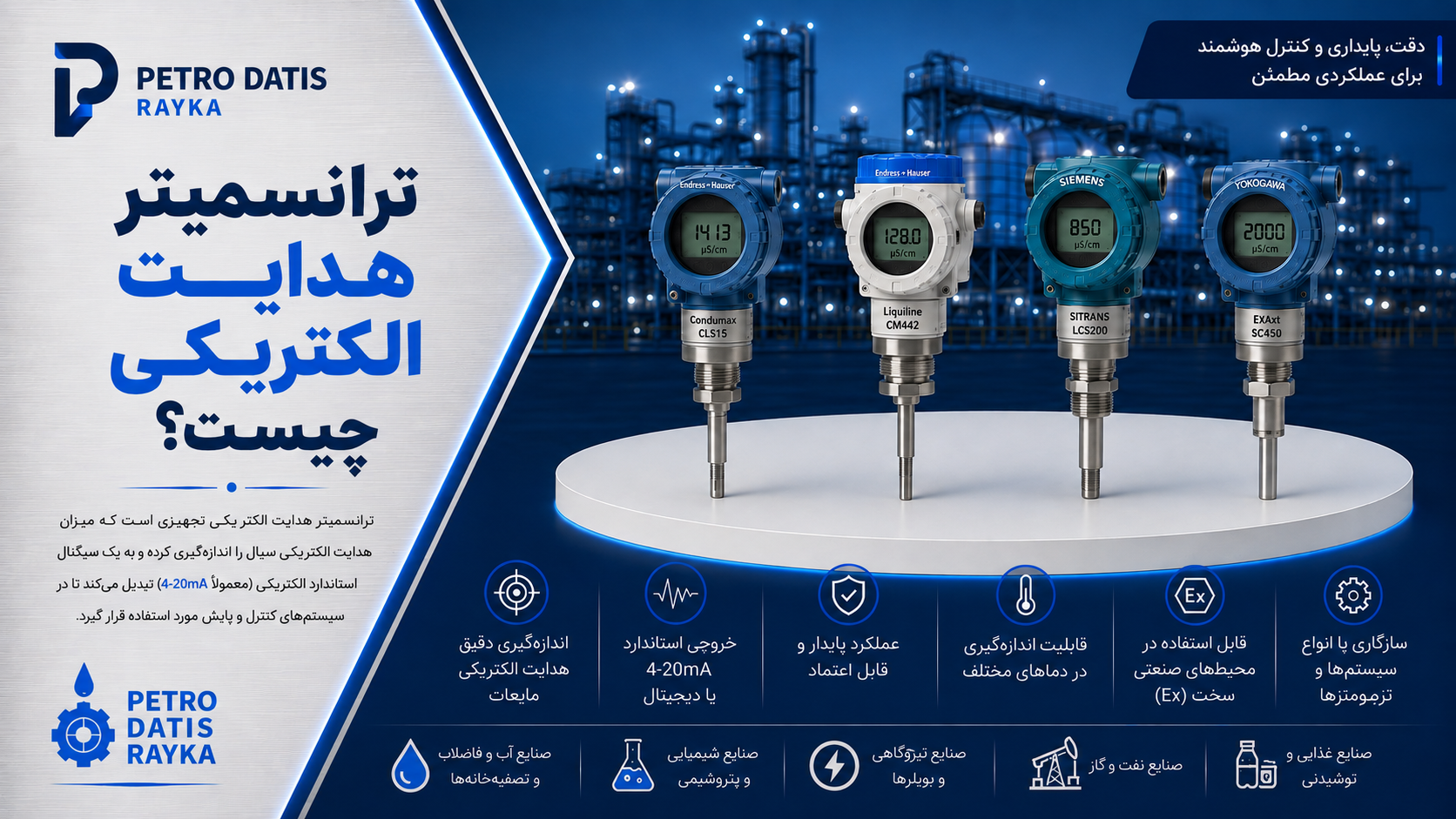 ترانسمیتر هدایت الکتریکی (EC) چیست؟ راهنمای کامل Conductivity Transmitter، نحوه عملکرد، اجزا و کاربردها