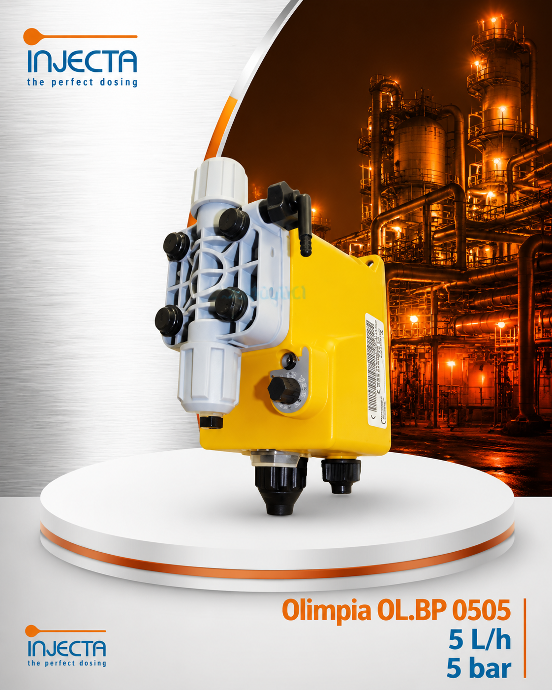 دوزینگ پمپ Injecta مدل OLIMPIA OL.BP 0505 ظرفیت 5 لیتر بر ساعت فشار 5 بار