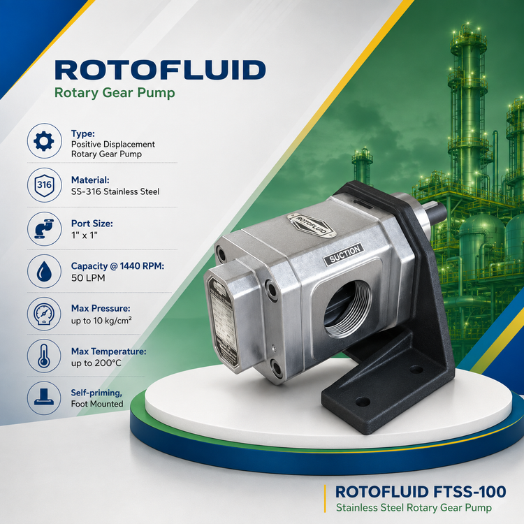 پمپ دنده ای استیل روتوفلوید مدل FTSS-100 سایز 1 اینچ